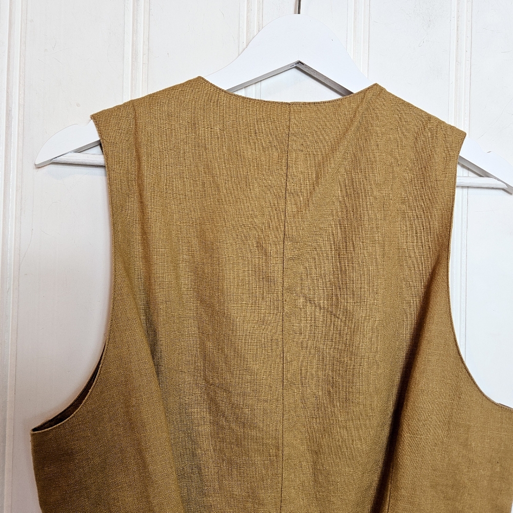 Cambridge Dry Goods Vest Women's Size S Tan Linen Blend Embroidered Floral - Picture 7 of 11